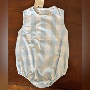 The Beaufort Bonnet Company Blue and White Plaid Bubble 12-18 months NWT